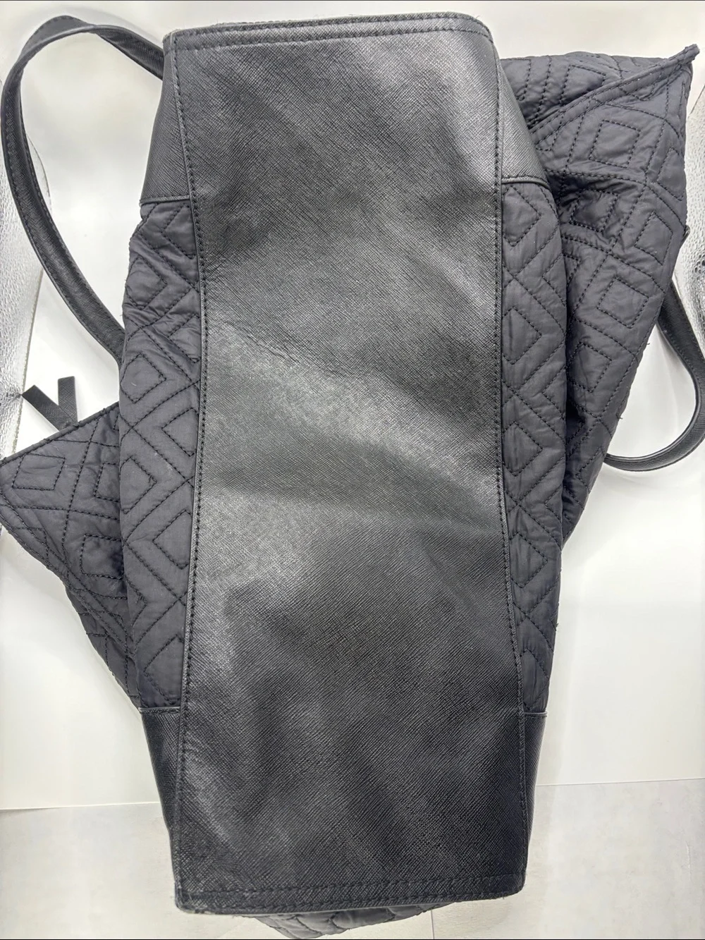 Tory Burch Quilted Black Tote with Logo Medallion
